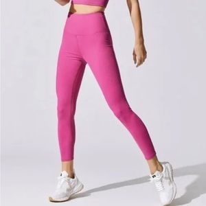 Carbon38 pink ribbed metallic leggings size M